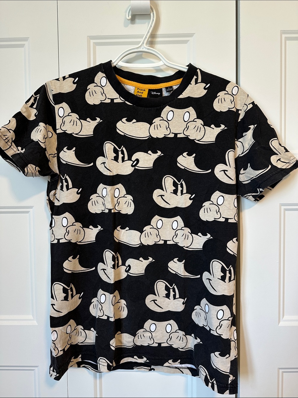 Frank & Oak Black Tee with Beige Character Print